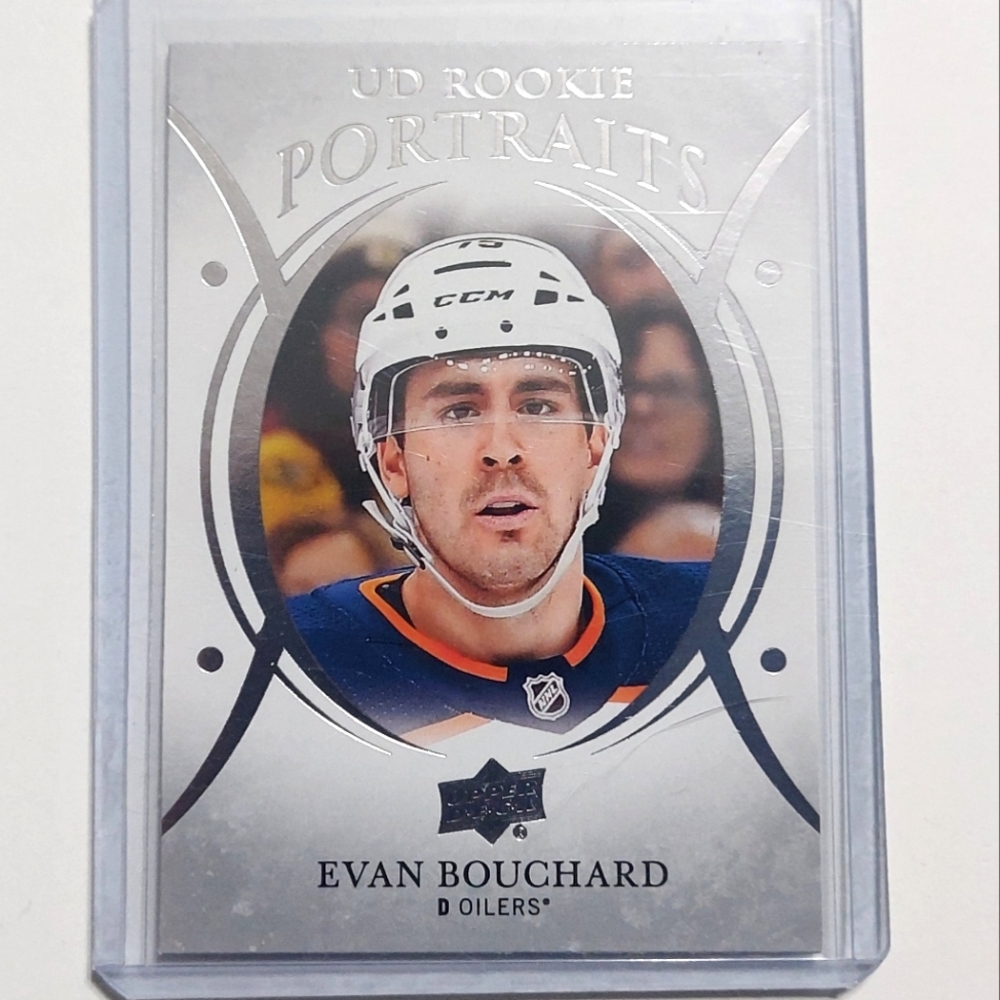 Evan Bouchard UD Portraits Rookie Hockey Card Edmonton Oilers 2018/19